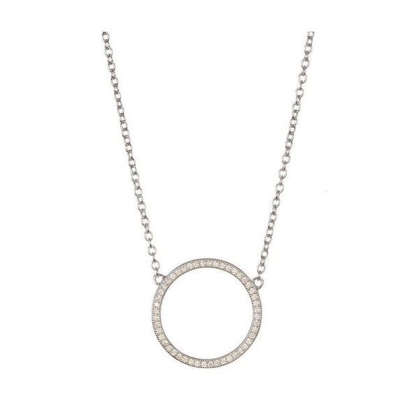 Adornia Silver Tone Cubic Zirconia Open Circle Necklace - Picture 1 of 6